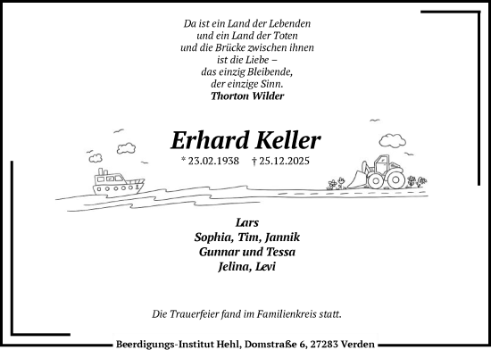 Traueranzeige von Erhard Keller von SYKS