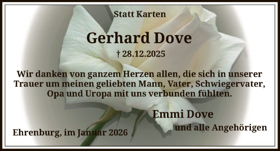 Traueranzeige von Gerhard Dove von SYKS