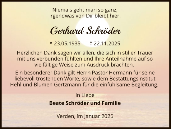 Traueranzeige von Gerhard Schröder von SYKS