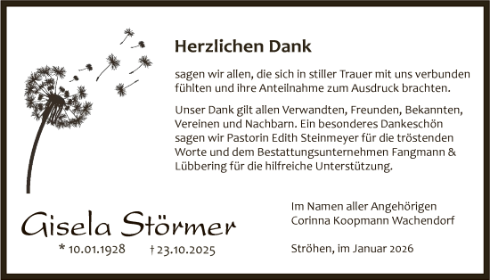 Traueranzeige von Gisela Störmer von SYKS