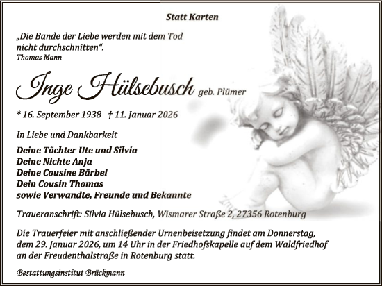 Traueranzeige von Günter Hülsebusch von SYKR