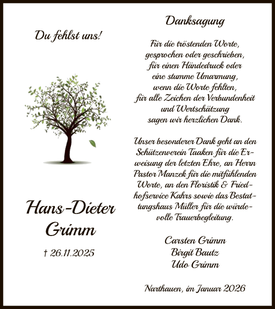 Traueranzeige von Hans-Dieter Grimm von SYKR
