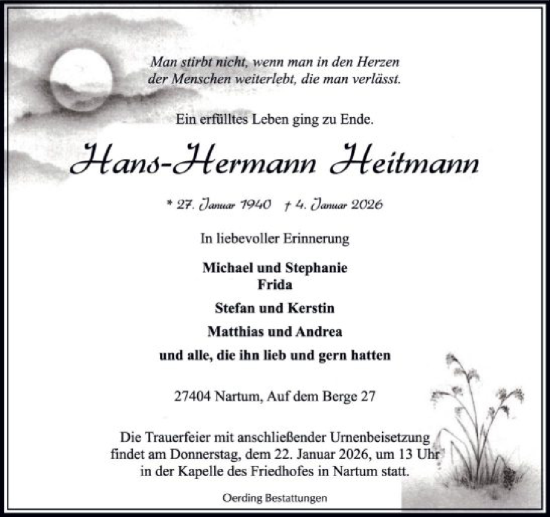 Traueranzeige von Hans-Hermann Heitmann von SYKR