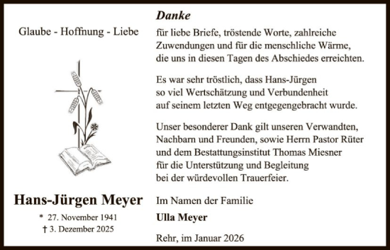 Traueranzeige von Hans-Jürgen Meyer von SYKR