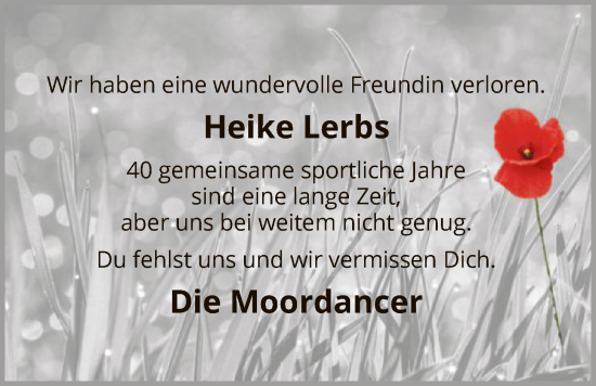 Traueranzeige von Heike Lerbs von SYKS