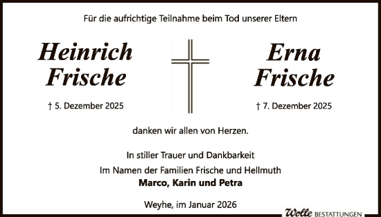 Traueranzeige von Heinrich Frische von SYKS