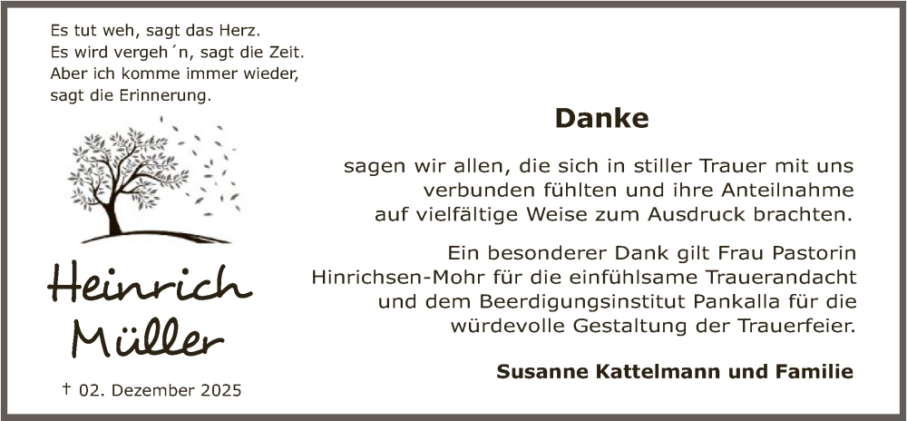  Traueranzeige für Heinrich Müller vom 31.01.2026 aus SYKSSYKS