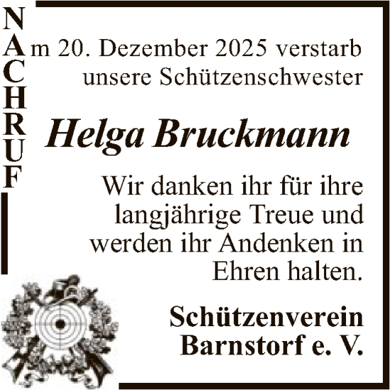 Traueranzeige von Helga Bruckmann von SYKS