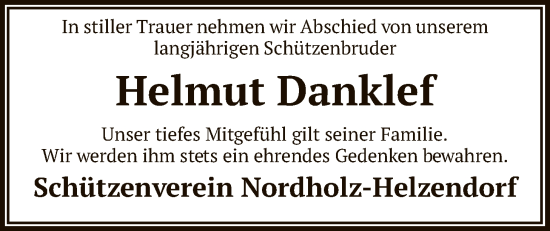 Traueranzeige von Helmut Danklef von SYKS