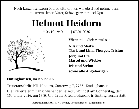 Traueranzeige von Helmut Heidorn von SYKSSYKS