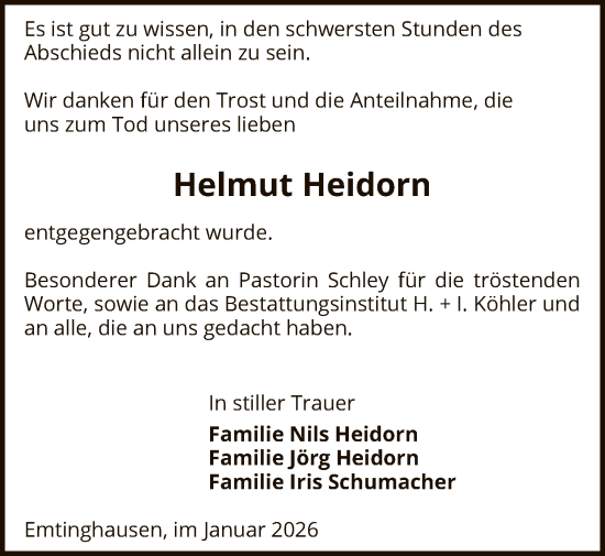 Traueranzeige von Helmut Heidorn von SYKSSYKS
