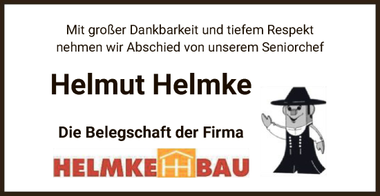 Traueranzeige von Helmut Helmke von SYKR