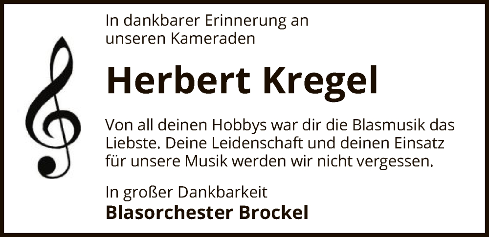  Traueranzeige für Herbert Kregel vom 31.01.2026 aus SYKR