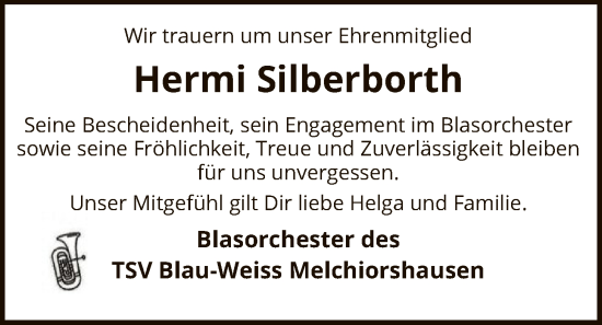 Traueranzeige von Hermann Silberborth von SYKS