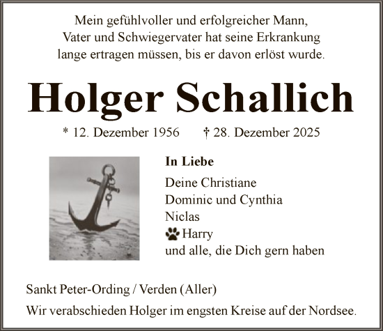 Traueranzeige von Holger Schallich von SYKS