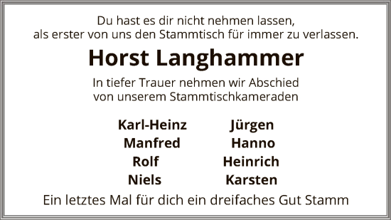 Traueranzeige von Horst Langhammer von SYKS