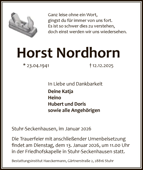 Traueranzeige von Horst Nordhorn von SYKS