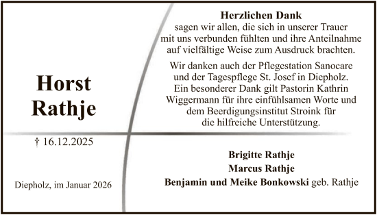 Traueranzeige von Horst Rathje von SYKS