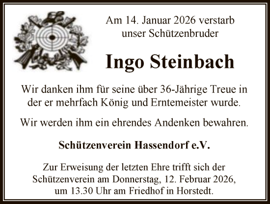 Traueranzeige von Ingo Steinbach von SYKR