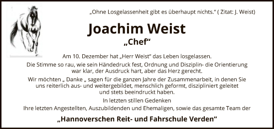 Traueranzeige von Joachim Weist von SYKS