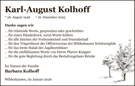 Traueranzeige von Karl-August Kolhoff von SYWZ