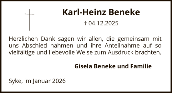Traueranzeige von Karl-Heinz Beneke von SYKS