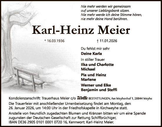Traueranzeige von Karl-Heinz Meier von SYKS
