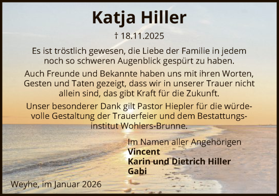 Traueranzeige von Katja Hiller von SYKS