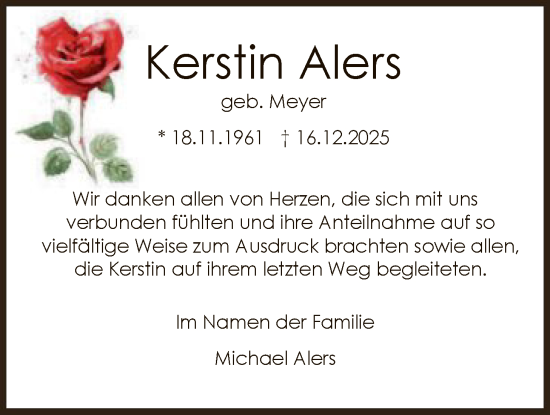 Traueranzeige von Kerstin Alers von SYKR