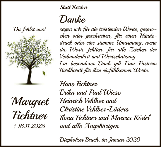 Traueranzeige von Margret Fichtner von SYKS