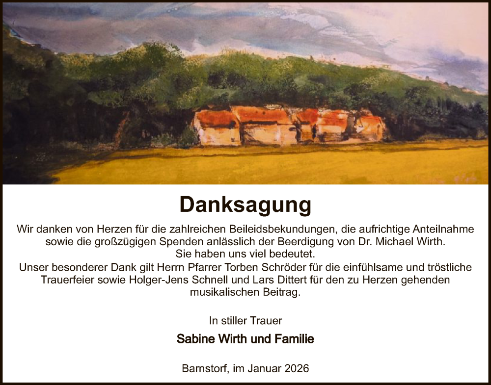  Traueranzeige für Michael Wirth vom 24.01.2026 aus SYKS