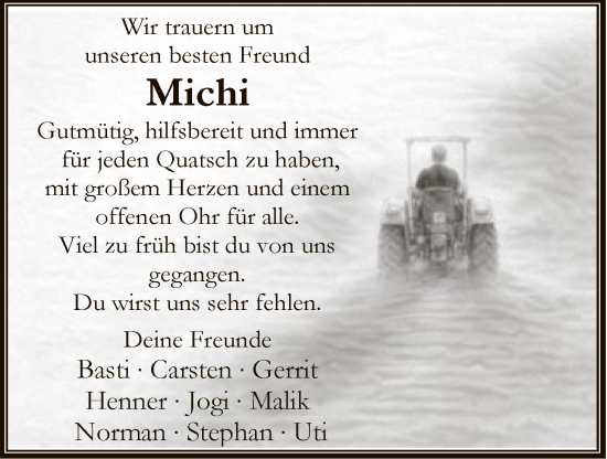 Traueranzeige von Michael Mehlhop von SYKS