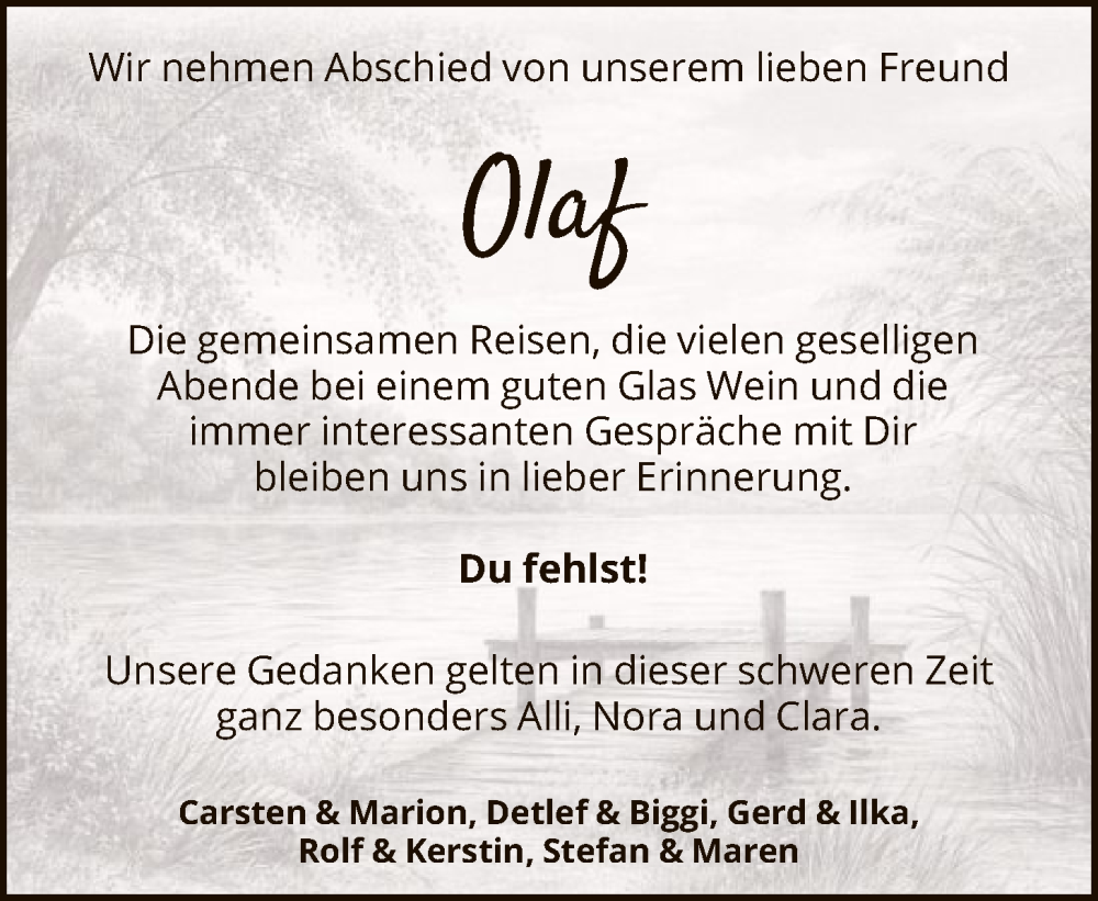  Traueranzeige für Olaf  vom 17.01.2026 aus SYKS