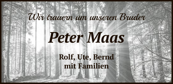 Traueranzeige von Peter Maas von SYKS
