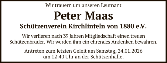 Traueranzeige von Peter Maas von SYKS
