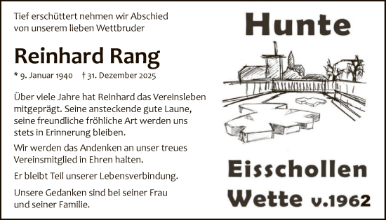 Traueranzeige von Reinhard Rang von SYWZ