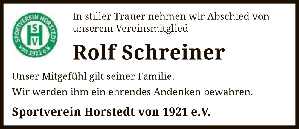  Traueranzeige für Rolf Schreiner vom 17.01.2026 aus SYKR