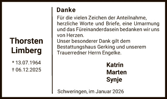 Traueranzeige von Thorsten Limberg von SYKS