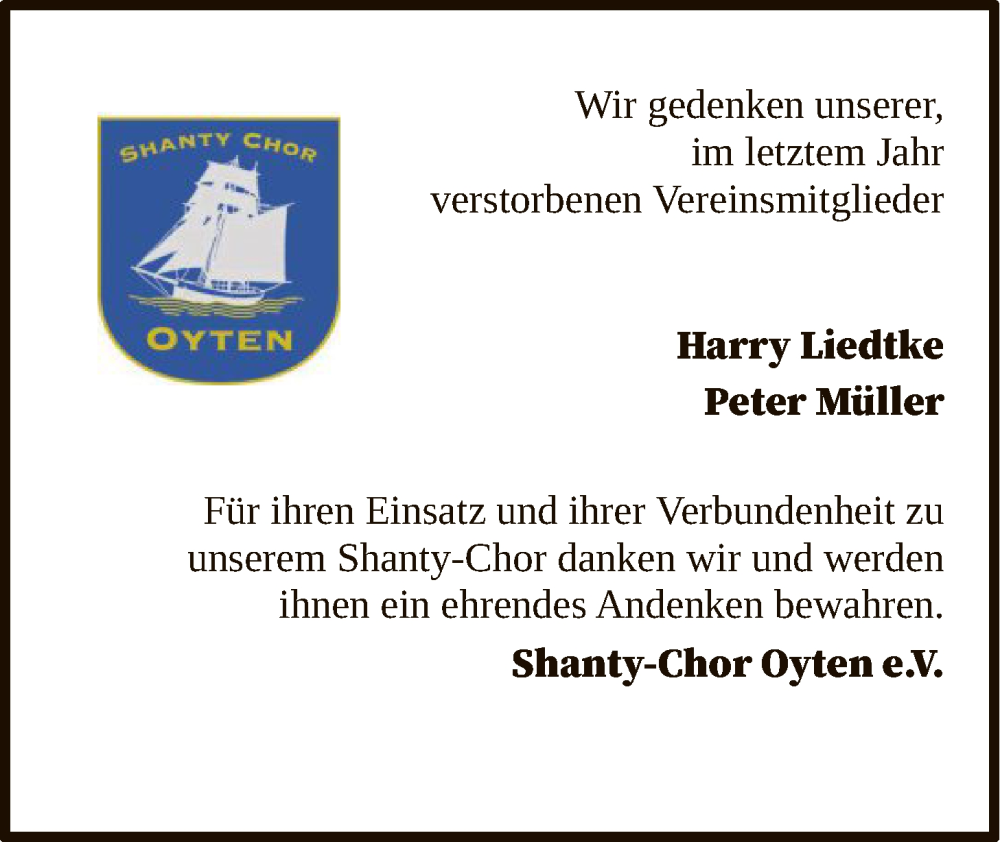  Traueranzeige für Totentafel vom 31.01.2026 vom 31.01.2026 aus SYKS