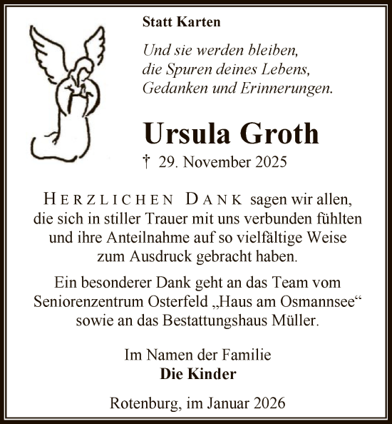 Traueranzeige von Ursula Groth von SYKR