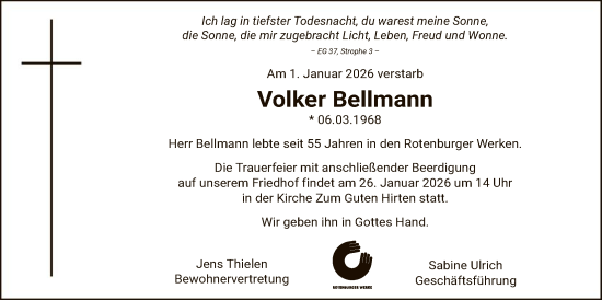 Traueranzeige von Volker Bellmann von SYKR