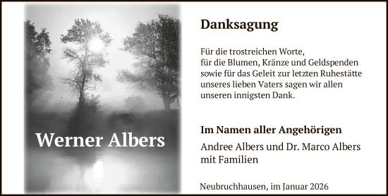 Traueranzeige von Werner Albers von SYKS
