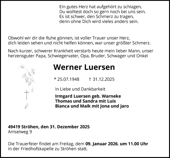 Traueranzeige von Werner Luersen von SYKS