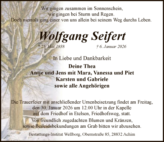 Traueranzeige von Wolfgang Seifert von SYKS