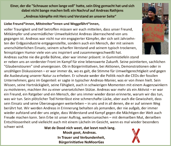 Traueranzeige von Andreas Rathjens von SYKRSYKS