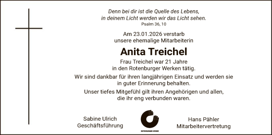 Traueranzeige von Anita Treichel von SYKR