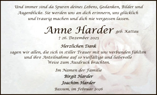 Traueranzeige von Anne Harder von SYKS