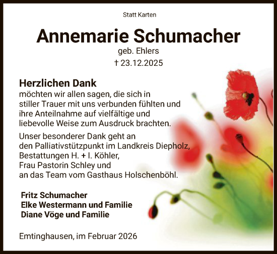 Traueranzeige von Annemarie Schumacher von SYKSSYKS