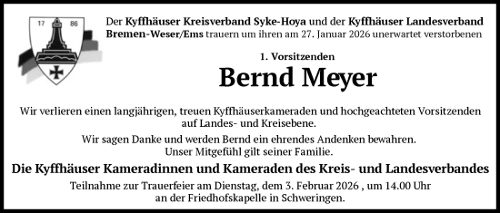 Traueranzeige von Bernd Meyer von SYKS