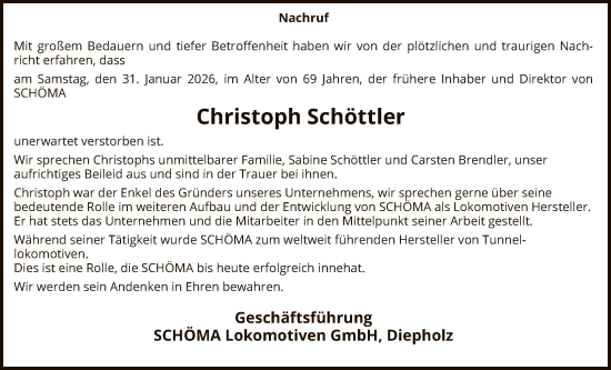 Traueranzeige von Christoph Schöttler von SYKS
